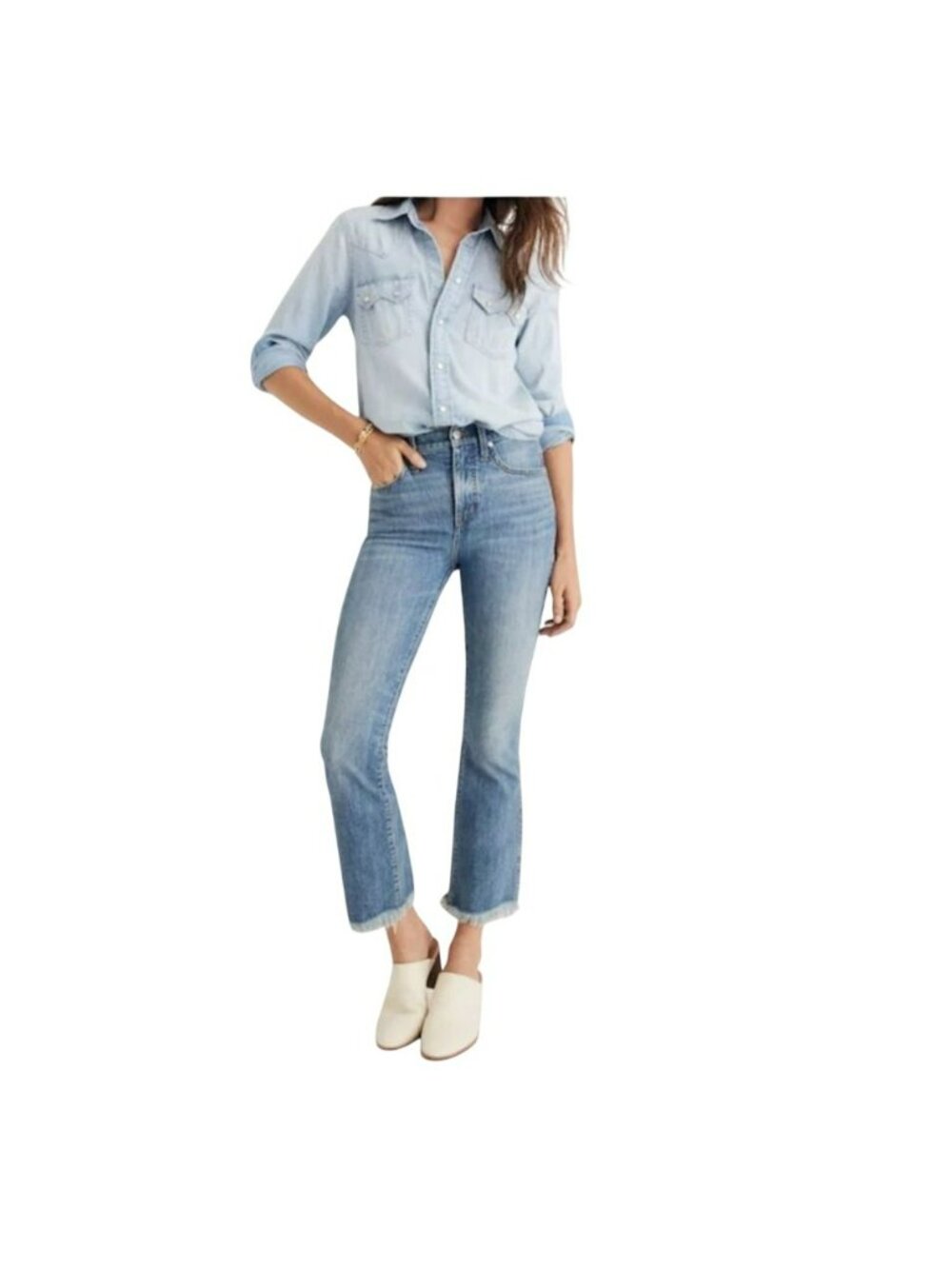 Madewell Cali Demi-Boot Raw Hem Jeans Womens 28 Blue